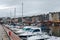 View of the picturesque harbour of Honfleur, yachts and old houses, Normandy, France