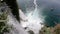 View of the Picturesque Lower Duden Waterfall Falling into the Sea in Antalya, Turkey. Top View