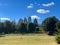 View from Piedmont park in Atlanta with high rise architectural buildings