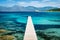 View of a pier in beautiful turquoise lagoon on Corsica island