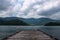 View from a pier at the lakeside of Kawaguchi lake