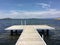 View from the pier on the sea at loneliness beach on Cunda Alibey island Balikesir Turkey