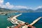 View of the piers with yachts, motor boats and fishing boats Alanya, Turkey