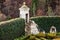 View of Pieskowa Skala Castle and garden, medieval building near Krakow, Poland