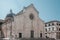 View of Pietrasanta, Lucca: the facade of the cathedral made of Italian white marble