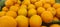 View of pile of oranges being sold in market place, top view of sunkist oranges, yellow round fruits, fresh fruit background