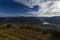 View of the Pinhao village with terraced vineyards and the Douro River, in Portugal