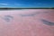 View of pink salt lake at Coorong National Park in South Austral