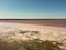 View of the pink salty Syvash lake in Kherson region, Ukraine