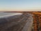 View of the pink salty Syvash lake in Kherson region, Ukraine