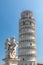 View of Pisa Cathedral and leaning tower.