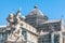 View of Pisa Cathedral and leaning tower.