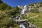View of Pisciai waterfall in the municipality of Vinadio, province of Cuneo, Piedmont, Italy