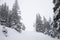 View of piste at ski resort in Austrian alps