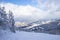 View of piste at ski resort in Austrian alps