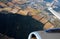 View from plane on agricultural fields near Kyiv, Ukraine