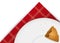 View of plate and empanada leftover over red napkin, Vector illustration