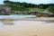 View on Playa de Palombina Las Camaras in Celorio, Green coast of Asturias, North Spain with sandy beaches, cliffs, hidden caves,