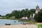 View on Playa Sablera de Niembru with church, Green coast of Asturias, North Spain with sandy beaches, cliffs, hidden caves, green