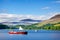 a view of pleasure boats on Loch Lomond in Scotland.