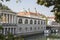 View of Plecnik`s Central Market along the Ljubljanica River, L