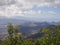 View point in anaga mountain hills peaks with green cypress bush