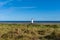 View of the Point of Ayr Lighthouse and Talacre Beach in northern Wales