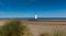 View of the Point of Ayr Lighthouse and Talacre Beach in northern Wales