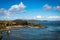 View of Point Cavallo with Tiburon seen from the golden gate bridge on a clear sunny day