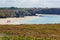 View from Pointe de Pen-Hir in Bretagne to windsurfing beach, France