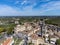 View on Pomerol village, production of red Bordeaux wine, Merlot or Cabernet Sauvignon red wine grapes on cru class vineyards in