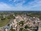 View on Pomerol village, production of red Bordeaux wine, Merlot or Cabernet Sauvignon red wine grapes on cru class vineyards in