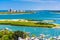 View of Ponce Inlet and New Smyrna Beach from Ponce de Leon Inlet Lighthouse, Florida.