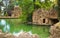 View at pond with bridge and islands in Sama Park