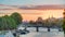 View on Pont des Arts in Paris at sunset timelapse, France