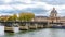 View from Pont des arts and Seine river during Autumn season in the afternoon cloudy day . One of the most important bridge in