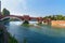 View of Ponte di Castelvecchio or Castel Vecchio Bridge over Adige River. Verona. Italy