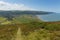 View of Porlock and countryside Somerset England uk from the coast path