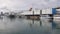 View of the port with the Biosphere globe and the Aquarium, Genoa, Italy