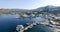 View of the port and the coast of the Greek island of Ios island