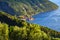 View of the port of Dafni from a height. Athos, Greece.