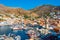 View of port of Hydra in Greece