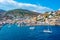 View of port of Hydra in Greece