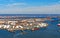 View of Port Newark and the MAERSK shipping containers in Bayonne reflex