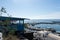 View on port of Vlichada town full with small fishing boats at Santorini island