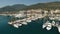 View of the Porto Montenegro marina in Tivat, yachts and boats at the pier, hotel complex