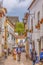 View of a portuguese street on Portuguese medieval village inside the fortress and Luso Roman castle of Ã“bidos