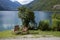 View of Poschiavo lake from the train