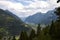 View of Poschiavo village and Poschiavo lake from the train