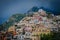 View of Positano houses in a cloudy day
